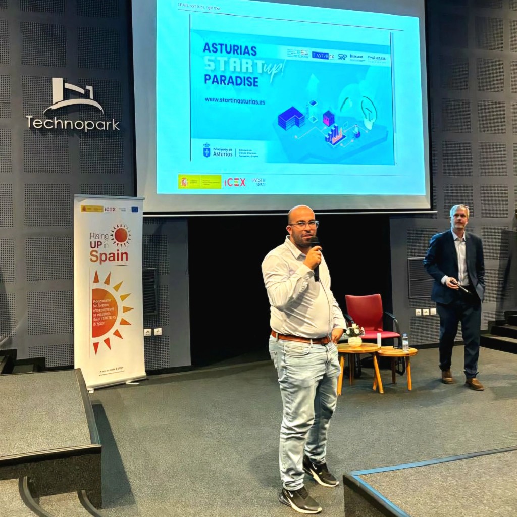 Ait Oufkir Yassine speaking at Technopark Tangier as a Rising UP in Spain ambassador