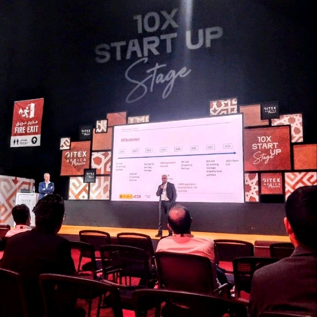 Ait Oufkir Yassine on the 10X START UP Stage at GITEX Africa 2023 in Marrakech